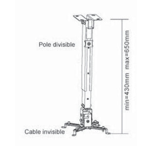 AMX BP-04B Support Projecteur Extensible 19.6" à 25.6" Plafond Noir - Simple Boutique