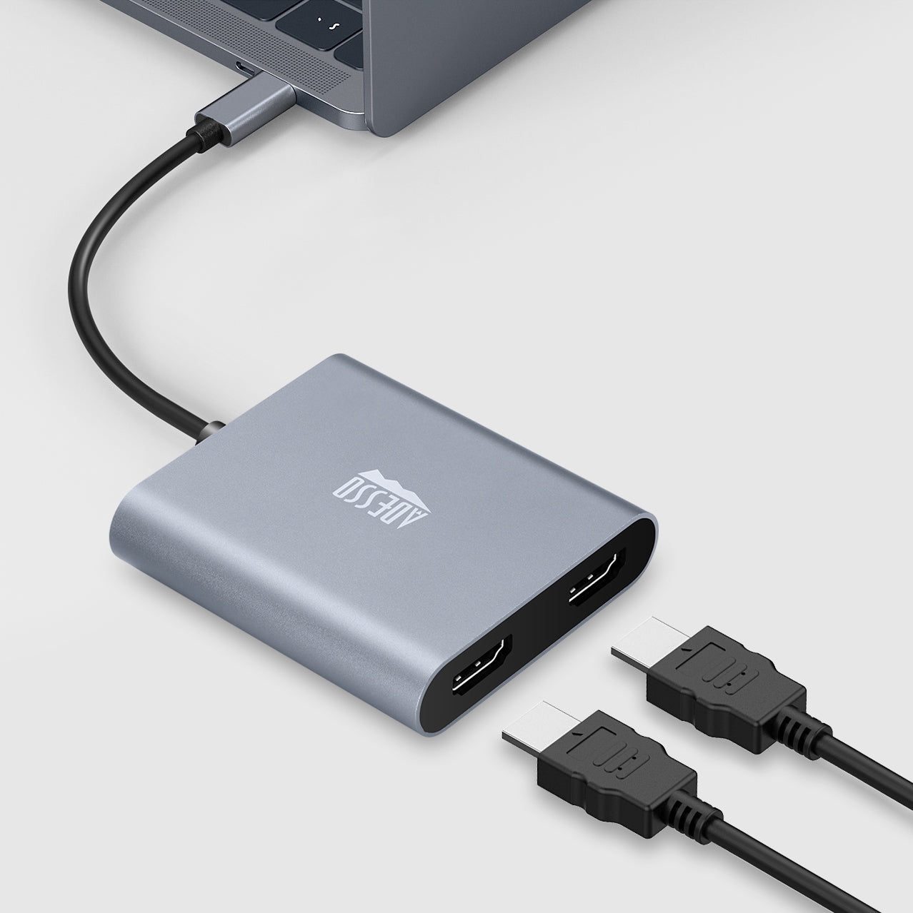 Adesso - Adaptateur USB-C vers 2 Ports HDMI CyberHub 5020, Débit 4K Haute Vitesse - Simple Boutique