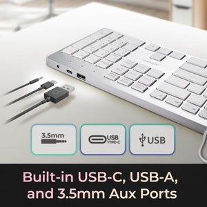 Adesso - Clavier Filaire USB-C avec Raccourci Co-Pilot, Prise USB-A, USB-C et 3.5mm, Gris - Simple Boutique