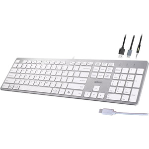 Adesso - Clavier Filaire USB-C avec Raccourci Co-Pilot, Prise USB-A, USB-C et 3.5mm, Gris - Simple Boutique