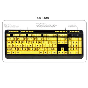 Adesso - Clavier Lumineux Filaire à Gros Caractères avec Raccourci Multimédia, Jaune - Simple Boutique