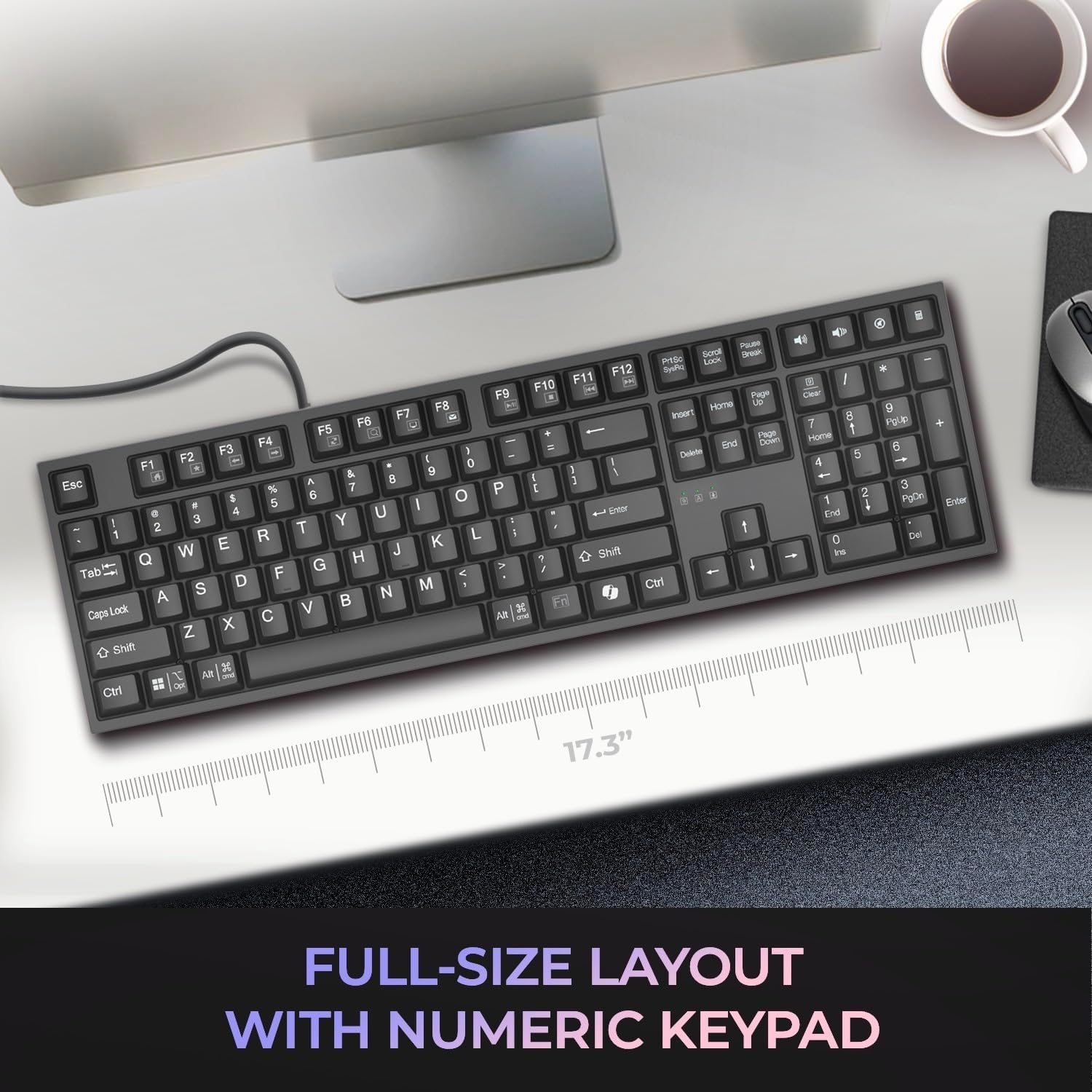Adesso - Clavier Mécanique Filaire EasyTouch 670 avec Raccourci Co-Pilot, Noir - Simple Boutique
