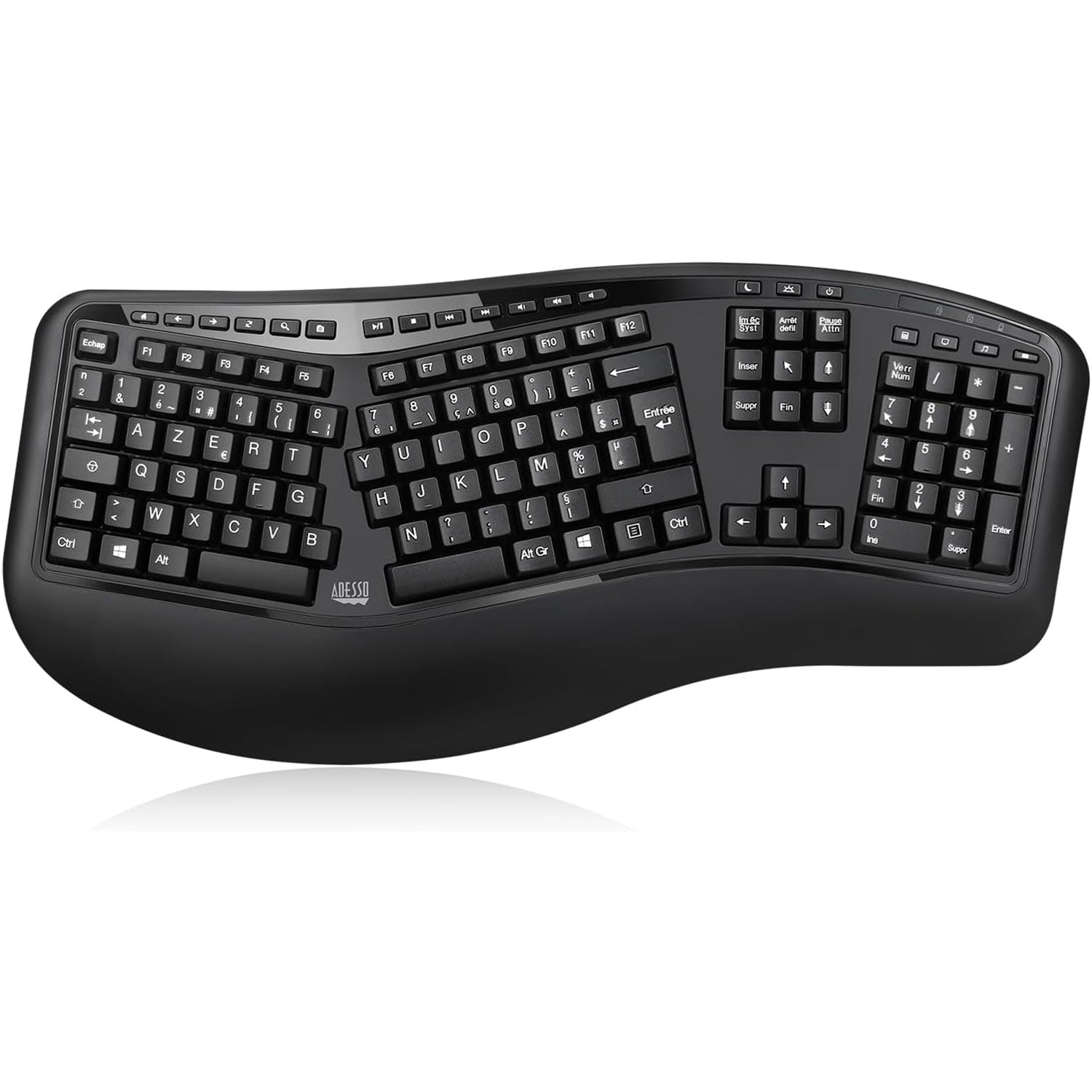 Adesso - Ensemble Clavier Ergonomique et Souris Sans-Fil, Francais-Canadiens, Noir - Simple Boutique