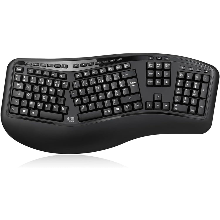 Adesso - Ensemble Clavier Ergonomique et Souris Sans-Fil, Francais-Canadiens, Noir - Simple Boutique