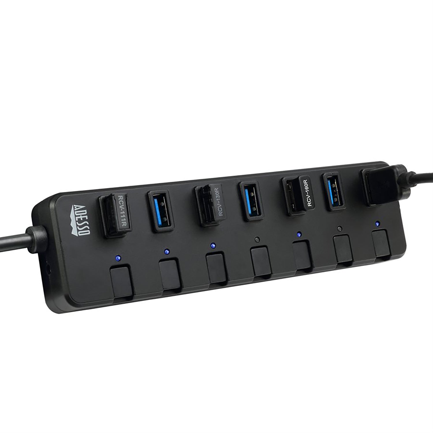Adesso - HUB USB 3.0 à 7 Ports Avec Interrupteur d'alimentation Individuel, Noir - Simple Boutique