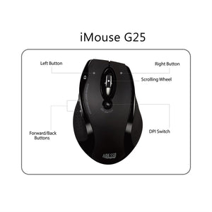 Adesso - Souris Laser Sans-Fil, Ergonomique, DPI Ajustable, Noir - Simple Boutique