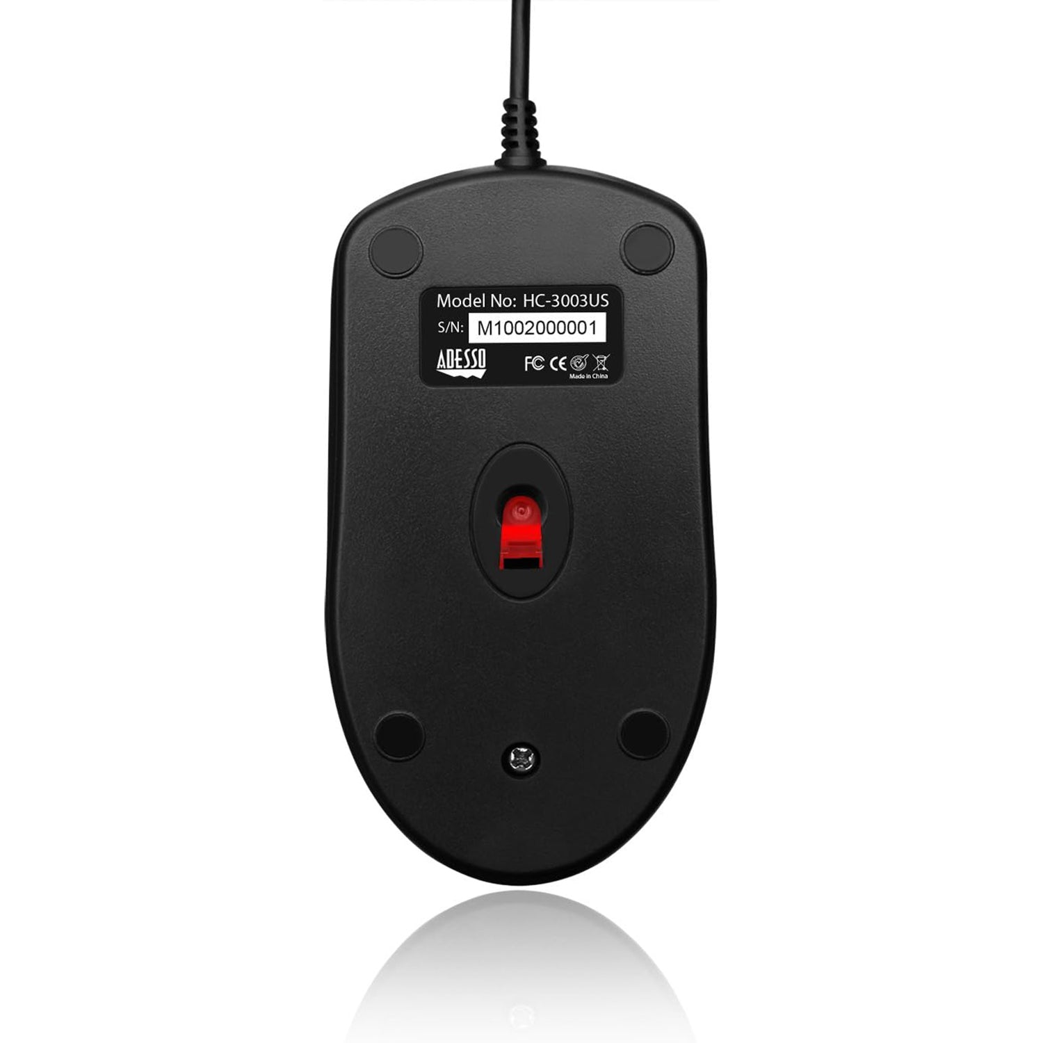 Adesso - Souris Optique Filaire à 3 Boutons, 1000 DPI, Noir - Simple Boutique