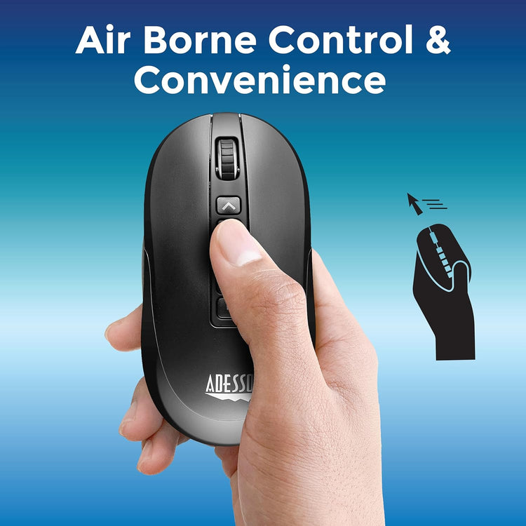 Adesso - Souris de Présentation Sans-Fil avec Pointeur Laser Intégré, Noir - Simple Boutique