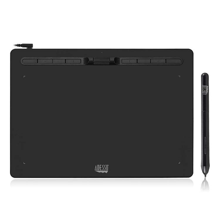 Adesso - Tablette Grapique avec Stylet, 12" x 7", 8 192 Niveaux de Sensibilité à la Pression, Noir - Simple Boutique