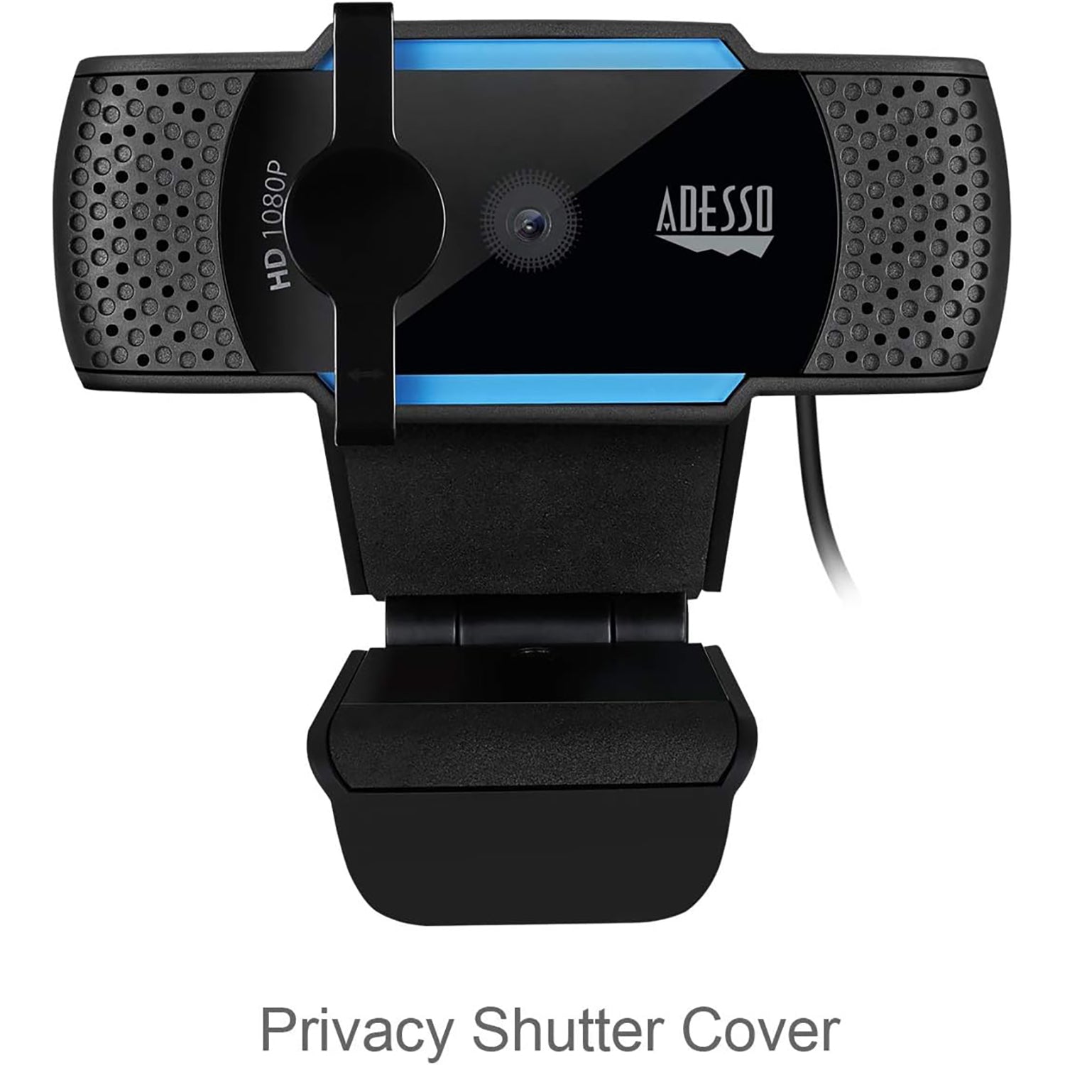 Adesso - WebCam HD 1080P, Mise au Point Automatique, Double Microphone Intégré, Bleu - Simple Boutique