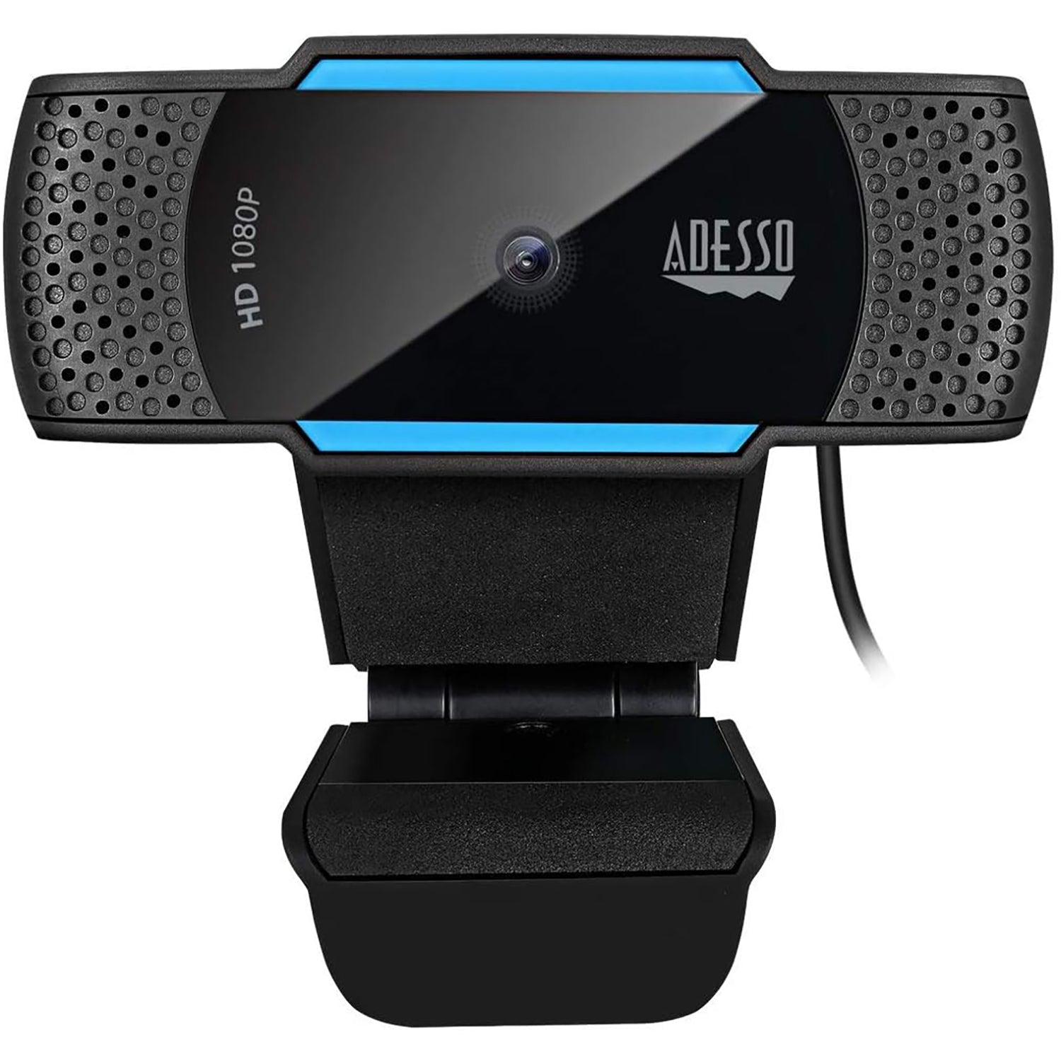 Adesso - WebCam HD 1080P, Mise au Point Automatique, Double Microphone Intégré, Bleu - Simple Boutique