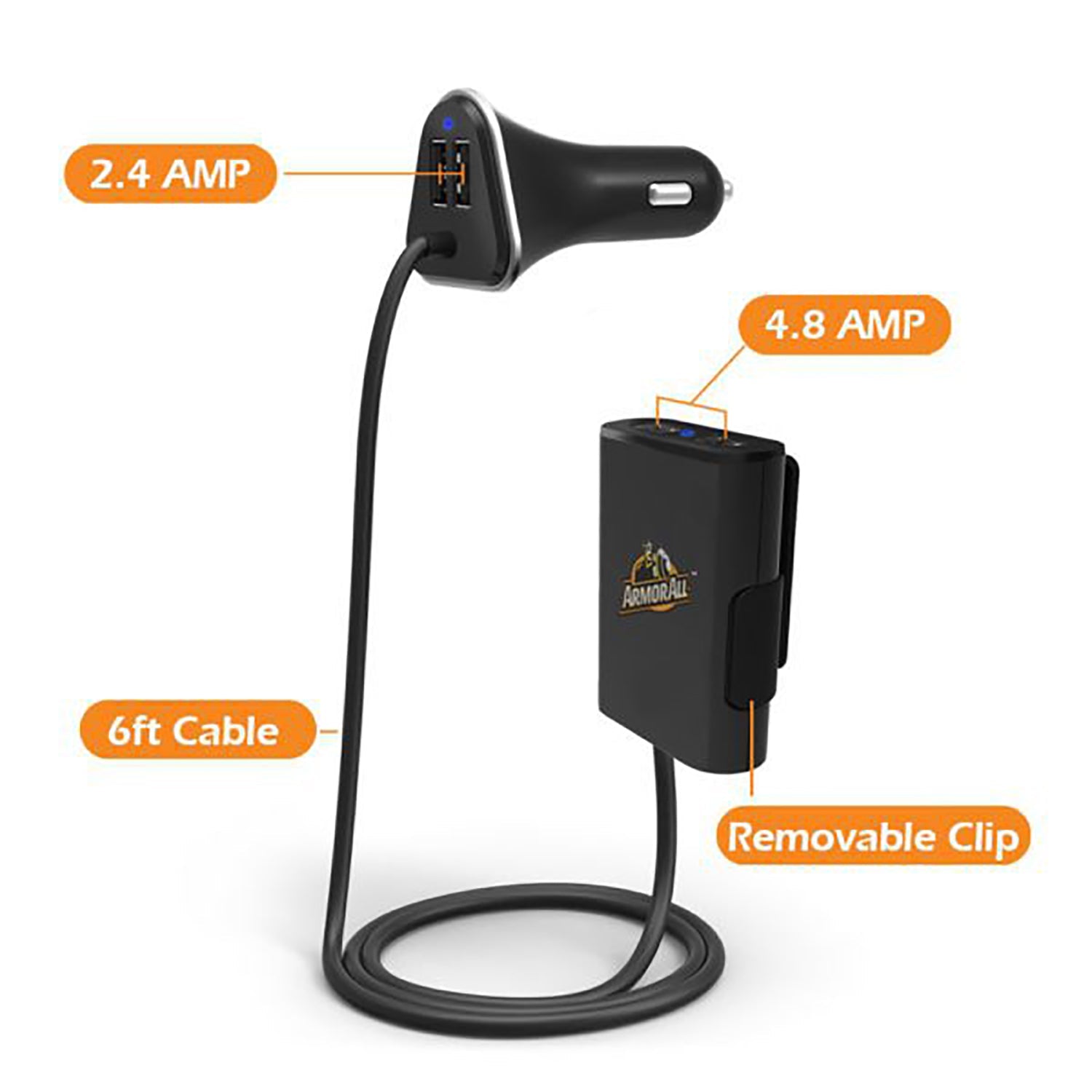 ArmorAll - Chargeur de Voiture à 4 Ports USB, Recharge Rapide, Noir - Simple Boutique