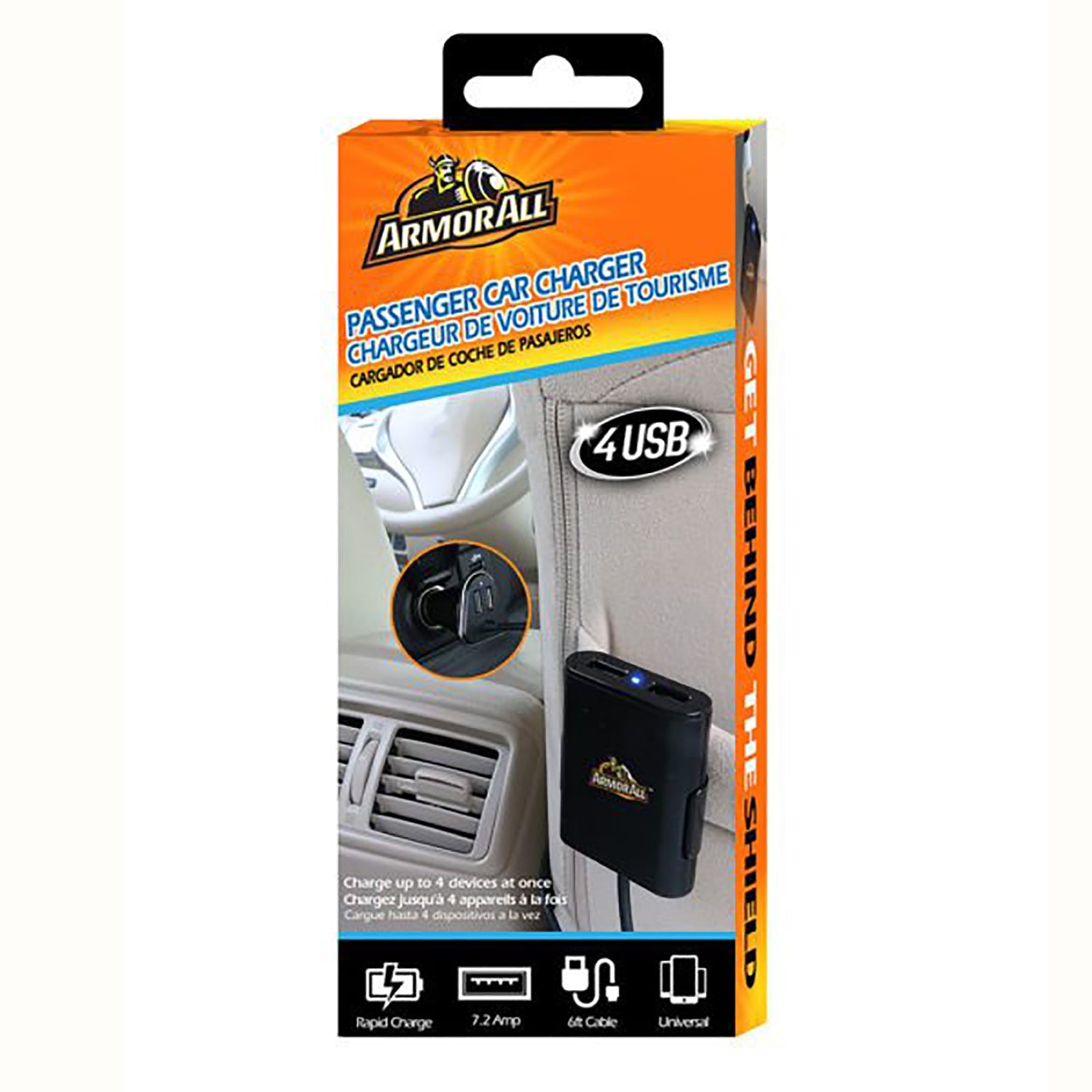 ArmorAll - Chargeur de Voiture à 4 Ports USB, Recharge Rapide, Noir - Simple Boutique