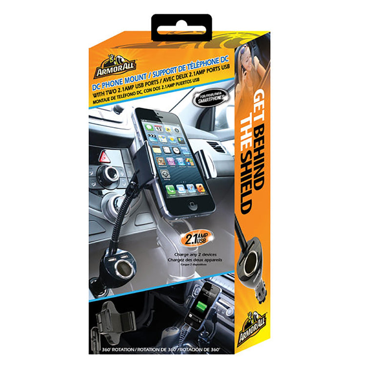 ArmorAll - Support de Téléphone pour Voiture avec 2 Ports USB 2.1A, Noir - Simple Boutique