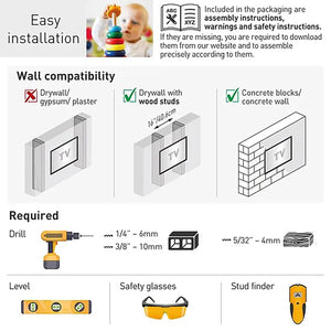 Barkan - Support de Téléviseur Fixe, Pour écran de 13" à 90", Maximum 60kg - Simple Boutique