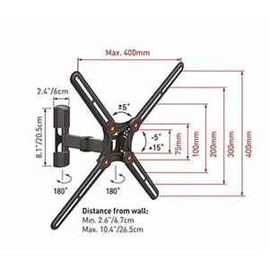 Barkan - Support de Télévision Full Motion, Pour Écran Plat ou Incurvé de 13" à 65", Maximum 40kg - Simple Boutique