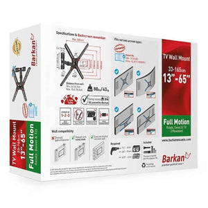 Barkan - Support de Télévision Full Motion, Pour Écran Plat ou Incurvé de 13" à 65", Maximum 40kg - Simple Boutique