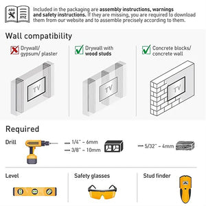Barkan - Support de Télévision Full Motion, Pour Écran Plat ou Incurvé de 13" à 65", Maximum 40kg - Simple Boutique