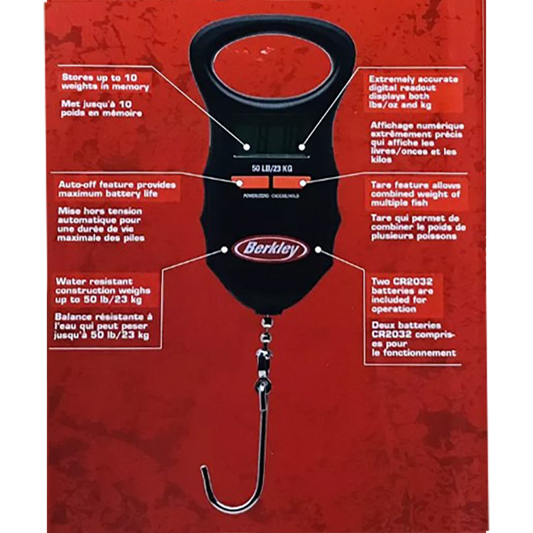 Berkley - Balance à Poisson Numérique, Poid Maximum 50Lb, Jusqu'à 10 Poids en Mémoire - Simple Boutique