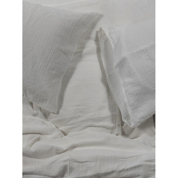 Bianca - Housse de Couette Emilia en Gaze de Coton, 100% Coton, Fait au Portugal, Perle (4 Grandeurs Disponibles) - Simple Boutique