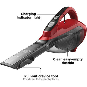 Black + Decker - Aspirateur à Main Sans-Fil Dusbuster, Réceptacle et Filtre Lavables, Rouge - Simple Boutique