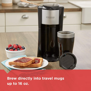 Black + Decker - Cafetière à Portion Unique Pour Café Moulu Ou Dosettes, Comprend une Tasse Isotherme, Noir - Simple Boutique