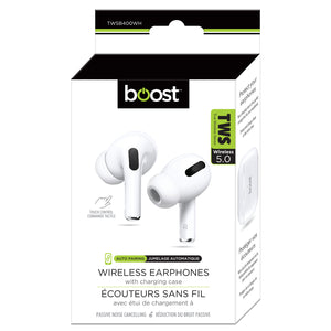 Boost - Écouteurs Intra-Auriculaires Sans-Fil avec Commandes Tactiles et Boitier de Recharge, Blanc - Simple Boutique