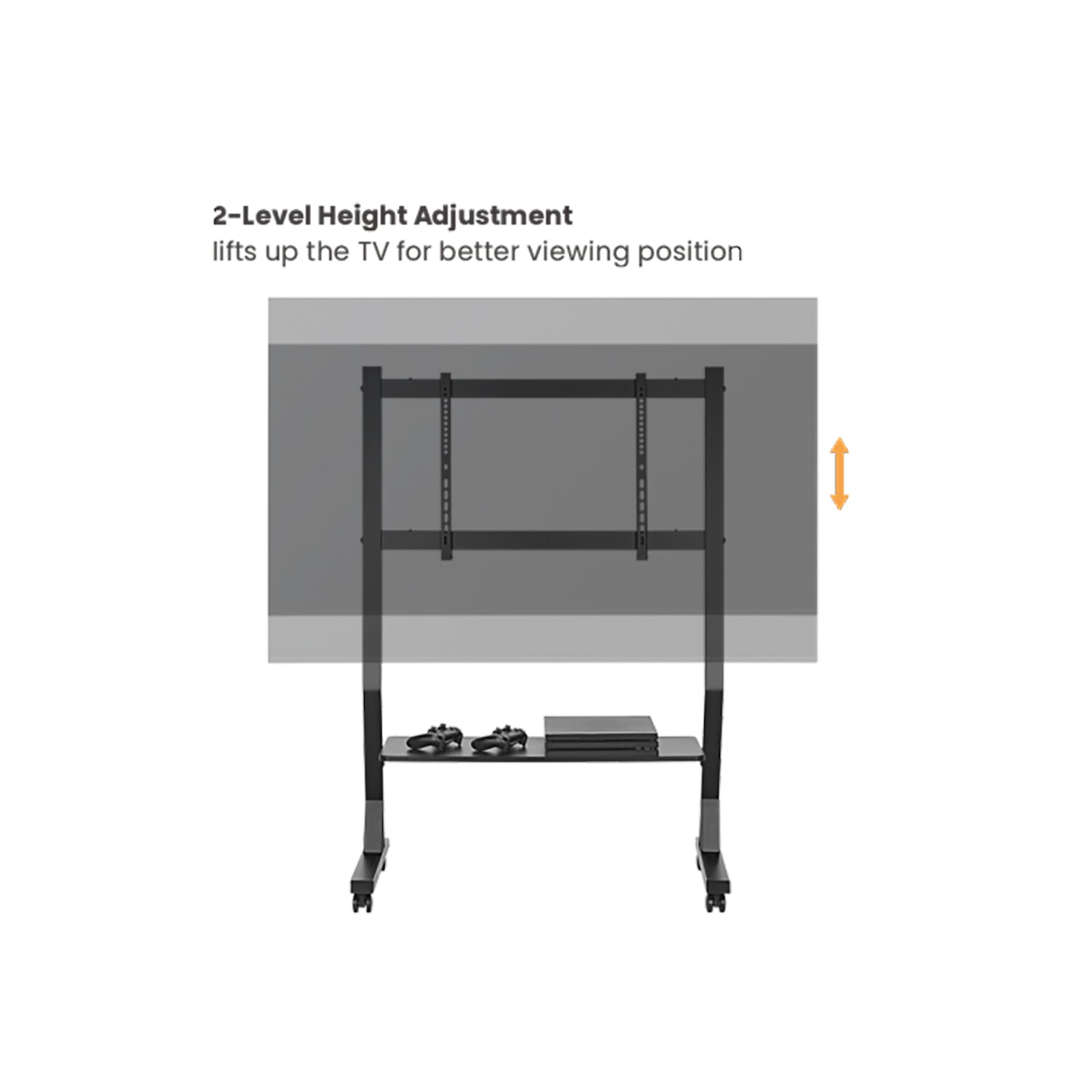 Boost Industries - Support Télé sur Chariot avec Tablette, Pour Écran de 45" à 90", Noir - Simple Boutique