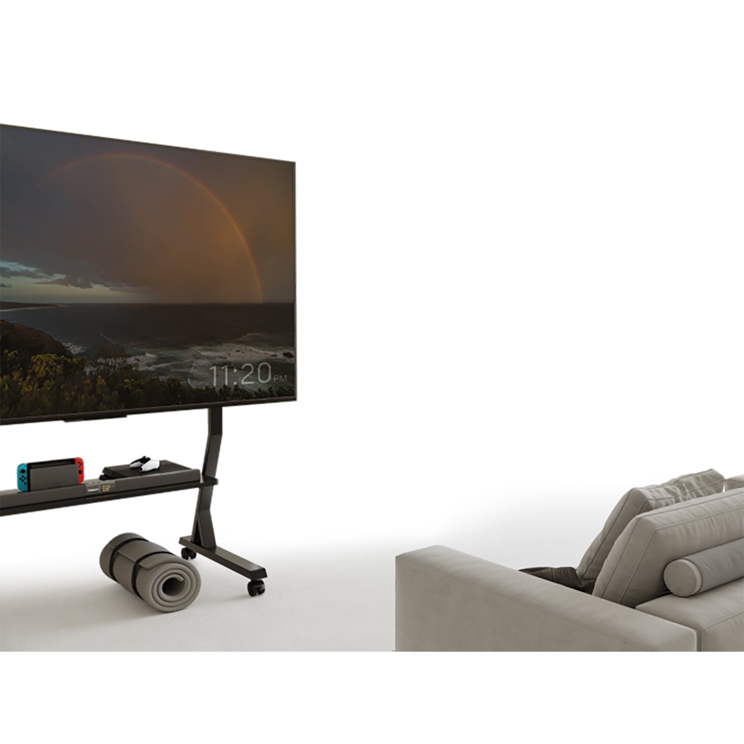 Boost Industries - Support Télé sur Chariot avec Tablette, Pour Écran de 45" à 90", Noir - Simple Boutique