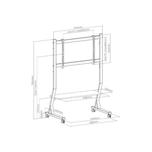 Boost Industries - Support Télé sur Chariot avec Tablette, Pour Écran de 45" à 90", Noir - Simple Boutique