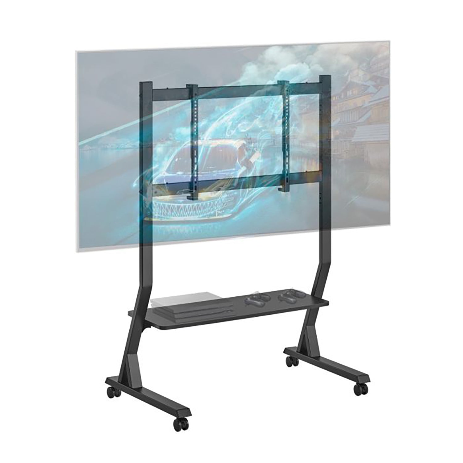 Boost Industries - Support Télé sur Chariot avec Tablette, Pour Écran de 45" à 90", Noir - Simple Boutique