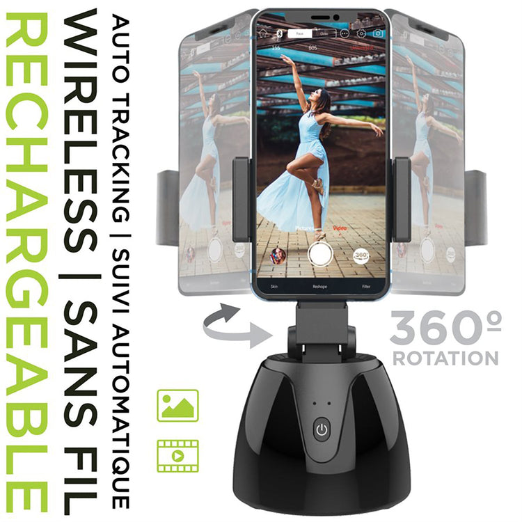 Boost - Trépied pour Téléphone avec Suivi Automatique du Visage, Sans Fil, Rotation à 360°, Noir - Simple Boutique