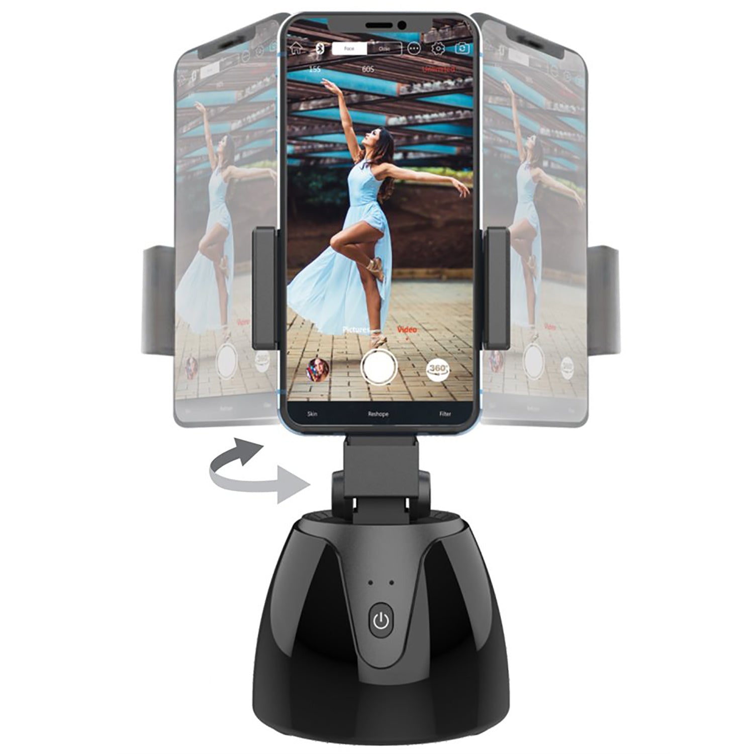 Boost - Trépied pour Téléphone avec Suivi Automatique du Visage, Sans Fil, Rotation à 360°, Noir - Simple Boutique