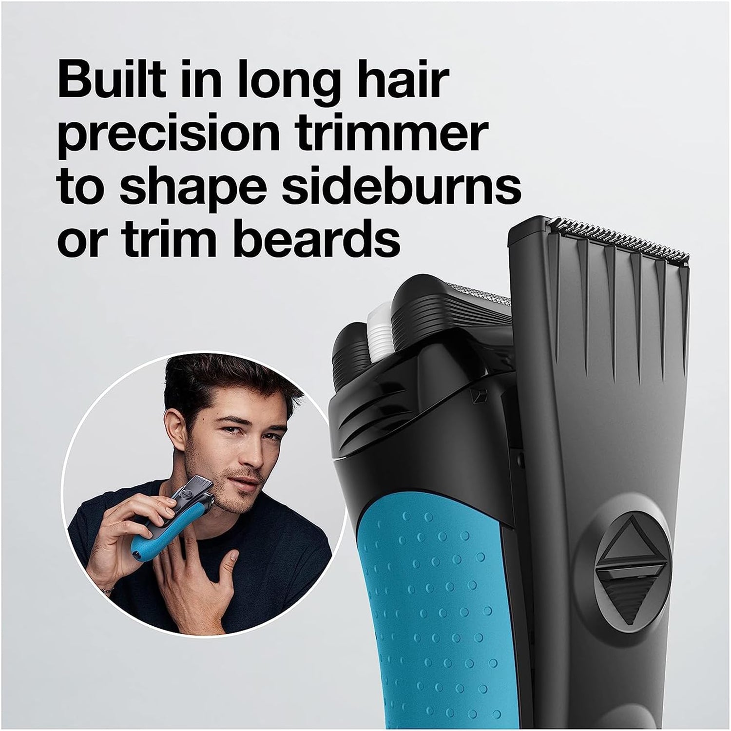 Braun - Rasoir Électrique 3 en 1 Rechargeable Series 3 Proskin, Utilisation Sec ou Humide, Bleu - Simple Boutique