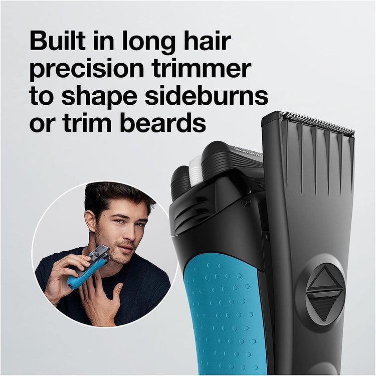 Braun - Rasoir Électrique 3 en 1 Rechargeable Series 3 Proskin, Utilisation Sec ou Humide, Bleu - Simple Boutique