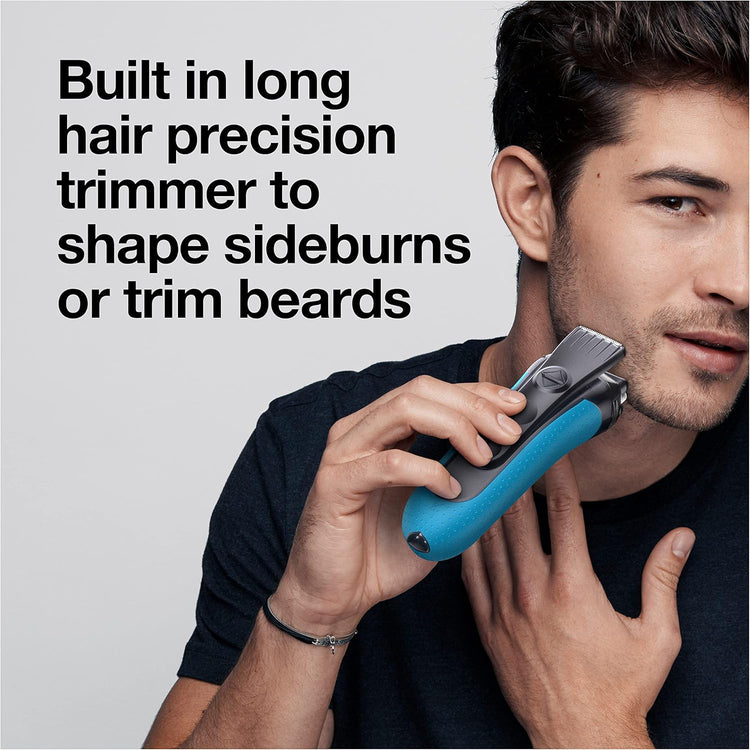 Braun - Rasoir Électrique 3 en 1 Rechargeable Series 3 Proskin, Utilisation Sec ou Humide, Bleu - Simple Boutique