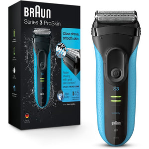 Braun - Rasoir Électrique 3 en 1 Rechargeable Series 3 Proskin, Utilisation Sec ou Humide, Bleu - Simple Boutique