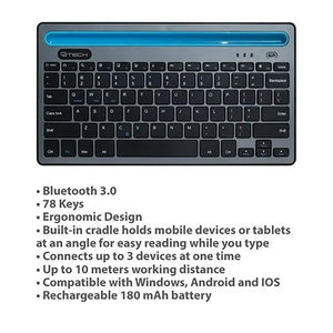 CJ Tech - Clavier Bluetooth Sans-Fil Mince pour Téléphone ou Tablette, Noir - Simple Boutique