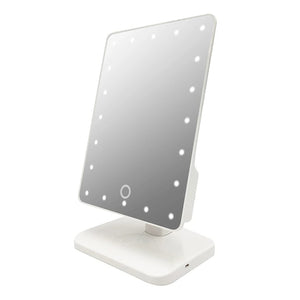 CJ Tech - Miroir sur Pied avec Éclairage LED, Haut-parleurs Bluetooth Et Chargeur Sans-Fil Intégré, Blanc - Simple Boutique