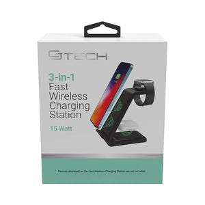 CJ Tech - Station de Recharge Sans-Fil Qi 3 en 1, 15 Watts, Noir - Simple Boutique