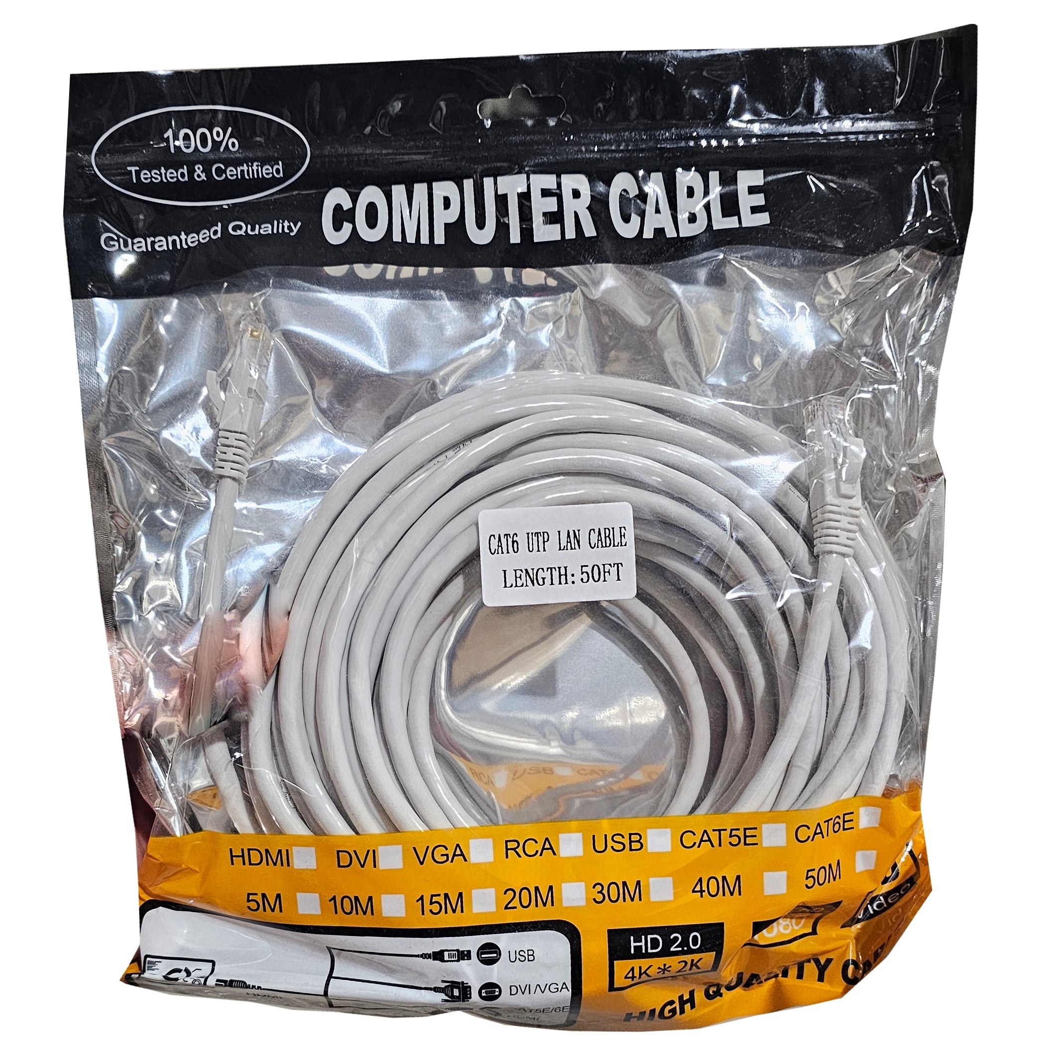 Câble ethernet réseau Cat6 500MHz RJ-45 50pi gris - Simple Boutique