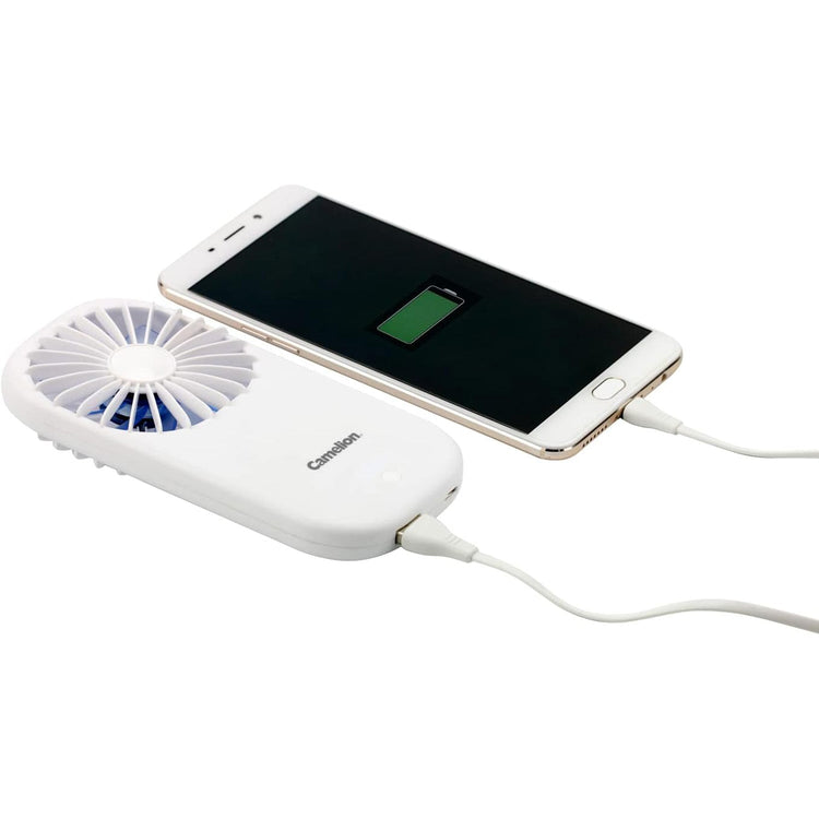 Camelion - Banque D'alimentation/Chargeur Portable 3800Mah avec Mini Ventilateur, Blanc - Simple Boutique