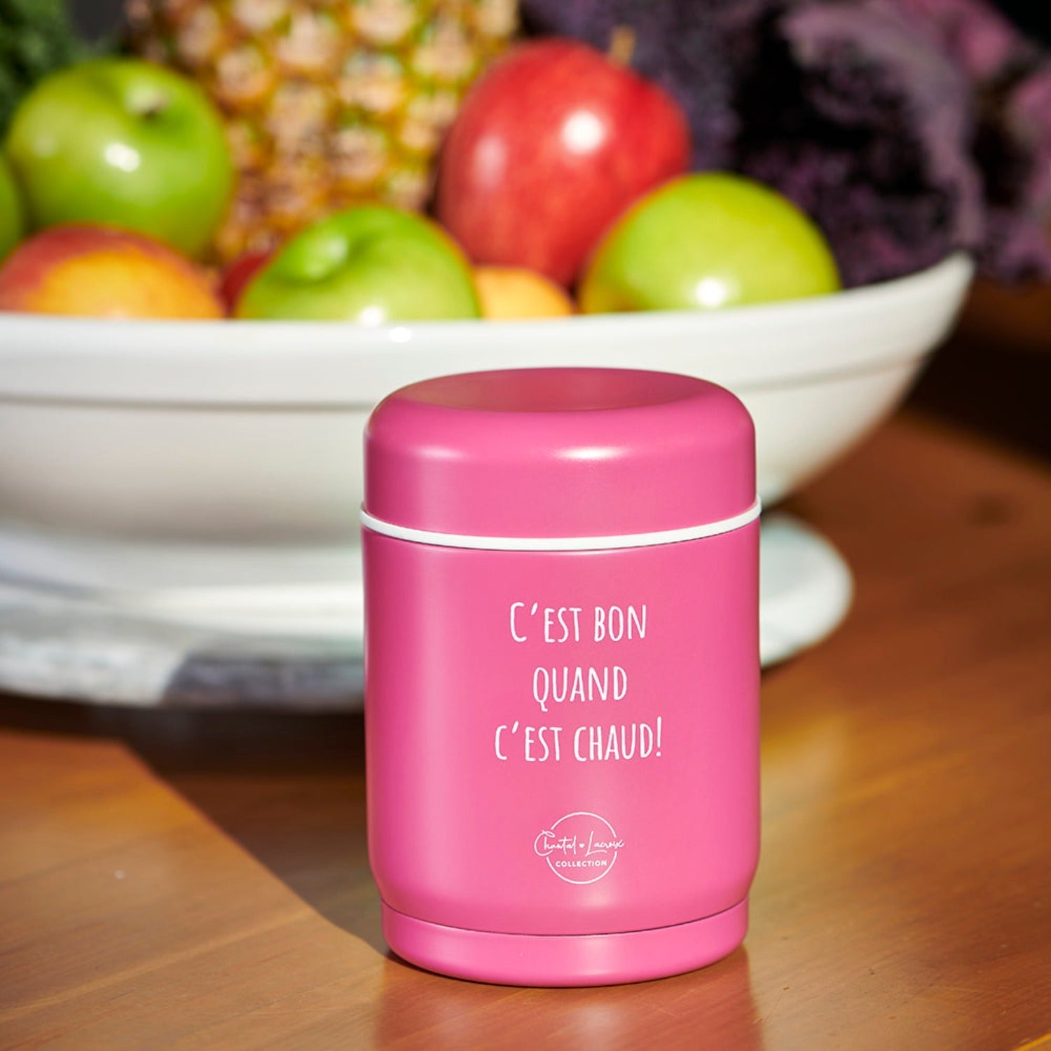 Chantal Lacroix - Thermos en Acier Inoxydable « Bon quand c'est chaud », Capacité de 12oz, Rose - Liquidation Vente Finale - Simple Boutique