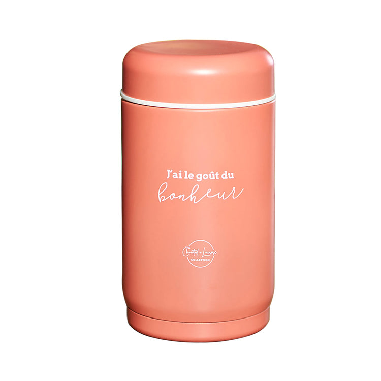 Chantal Lacroix - Thermos en Acier Inoxydable « Bonheur », Capacité de 18oz, Corail - Liquidation Vente Finale - Simple Boutique