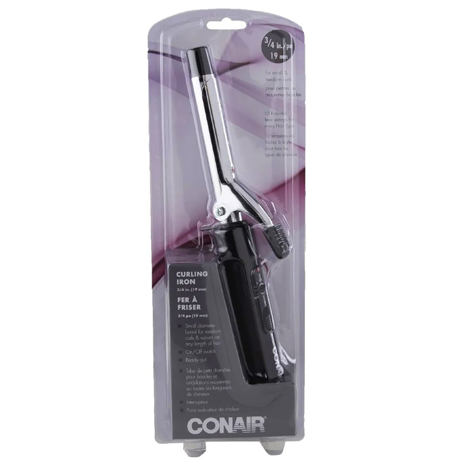 Conair - Fer à Friser 1.9 cm, Boucle ou Ondulation, Petite ou Moyenne, Noir - Simple Boutique