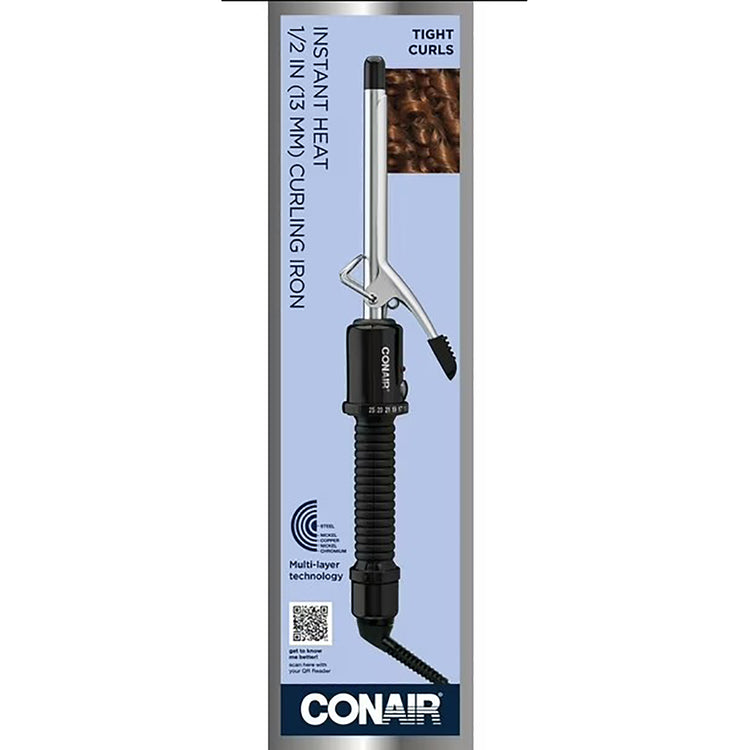 Conair - Fer à Friser à Chaleur Instantané, Baril de 1.27 cm, Pour Cheveux Court a Moyen, Noir - Simple Boutique