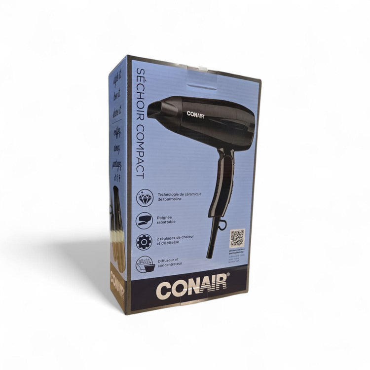 Conair Sèche-Cheveux Compact avec Poignée Pliable, Moteur de 1875 Watts, Noir - 5549NC - Simple Boutique