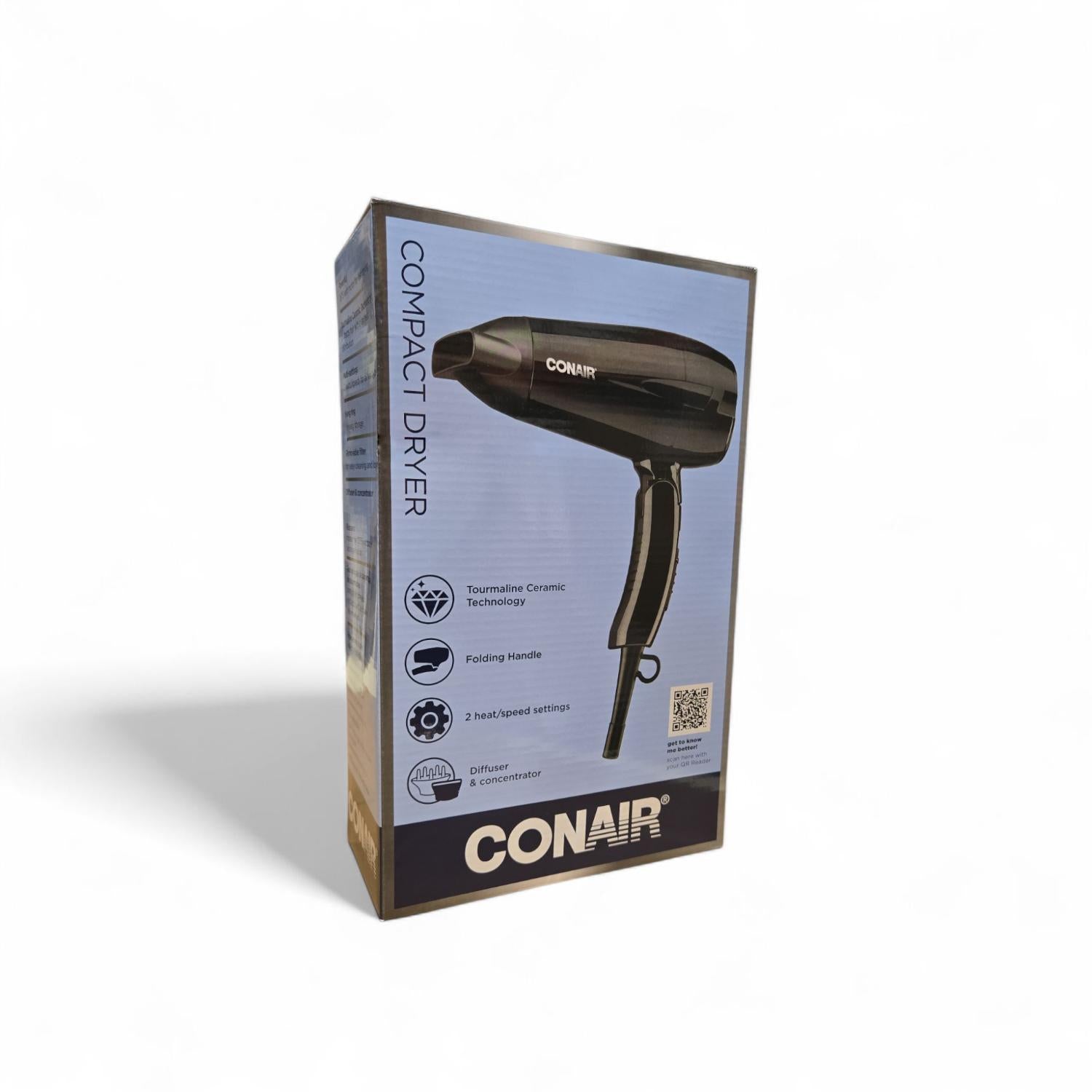 Conair Sèche-Cheveux Compact avec Poignée Pliable, Moteur de 1875 Watts, Noir - 5549NC - Simple Boutique