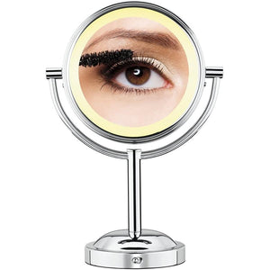 Conair TGBE4RC - Miroir Bilatéral sur Pied, Grossissement 5x et 1x, Éclairage Doux, Finition Chromé - Simple Boutique