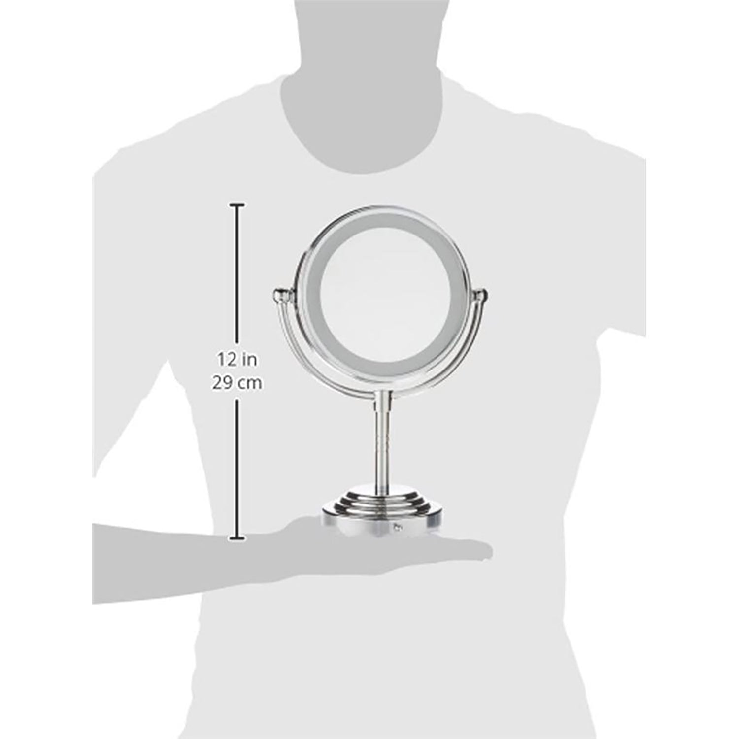 Conair TGBE4RC - Miroir Bilatéral sur Pied, Grossissement 5x et 1x, Éclairage Doux, Finition Chromé - Simple Boutique